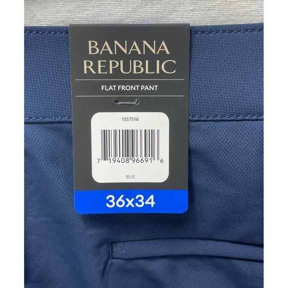 Banana Republic Men's Blue Flat Front Dress Pants 36x34 NWT Work Office Casual - Picture 3 of 8